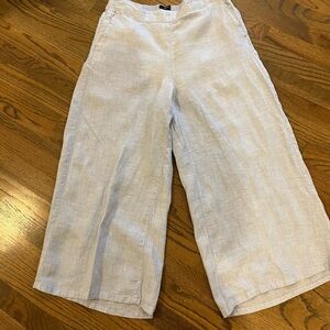 Tahari 100% Linen Soft Light Blue Pants  size L  Cruise Beach Summer natural
